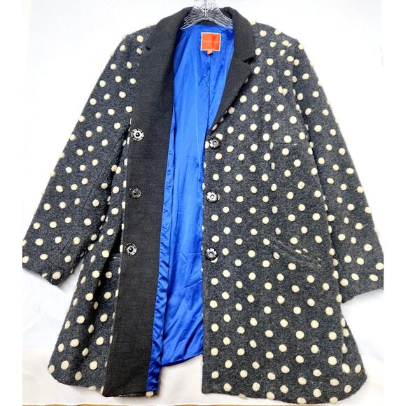 Modcloth 2X Salient Style Polka Dot Wool Gray Coat - Picture 4 of 9